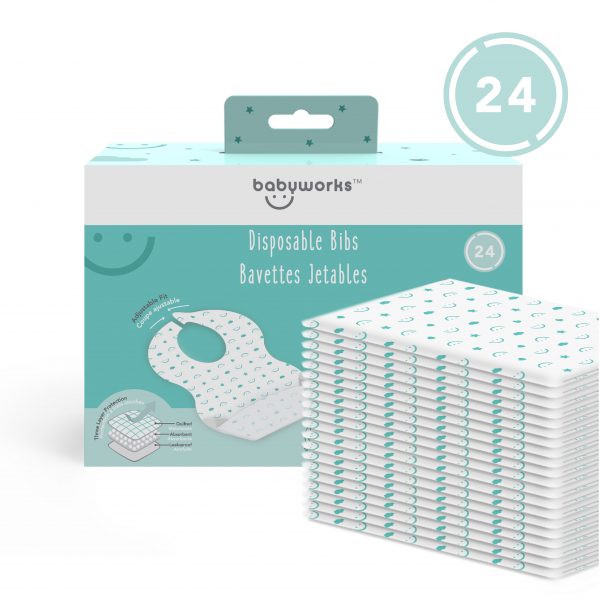 Disposable Bibs with Crumb Catcher 24 Value Pack