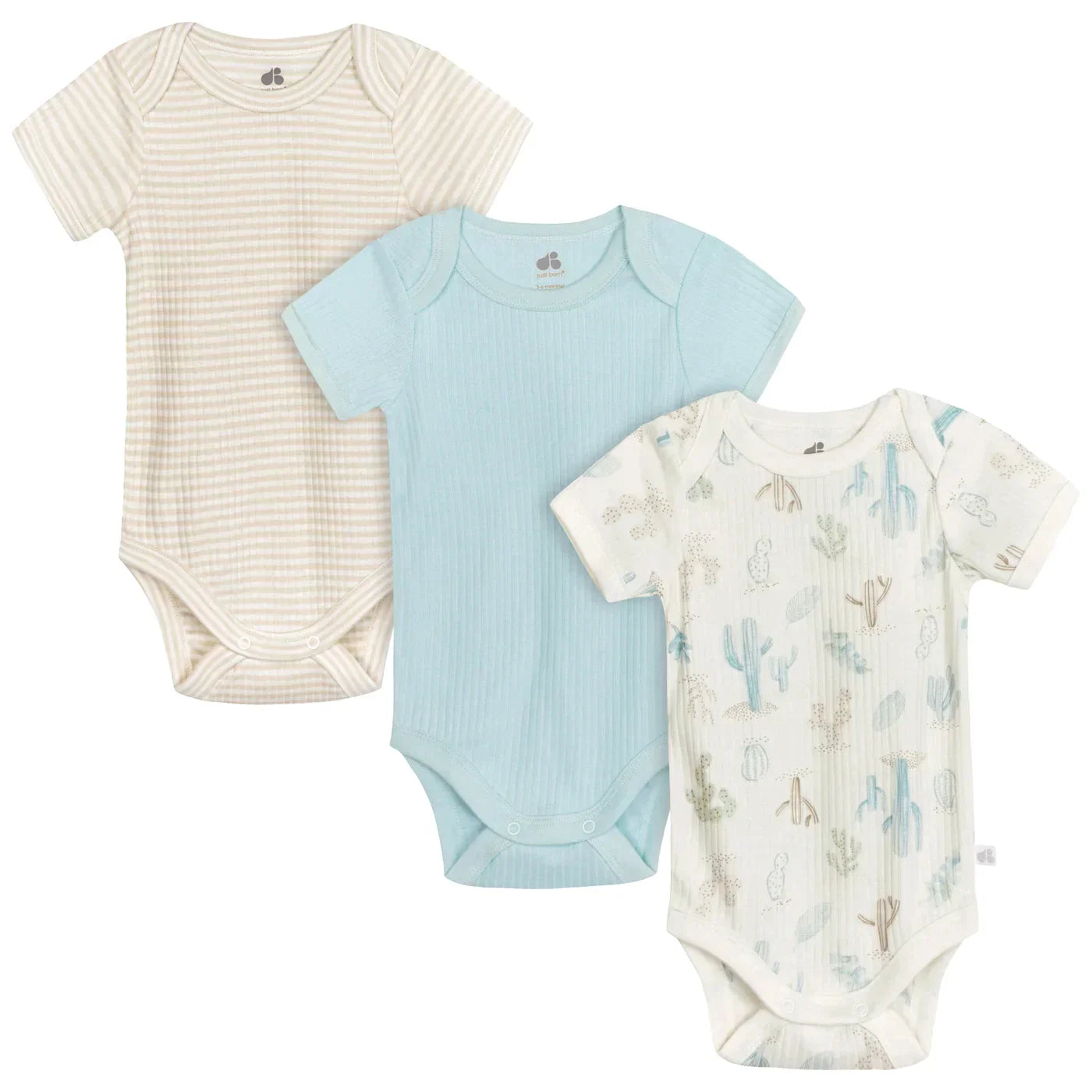 Just Born 3-Pack Desert Cactus Short Sleeve Bodysuits