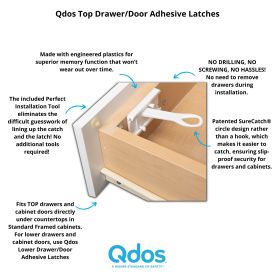 Top Drawer/Door Adhesive Latches, 4 pack White
