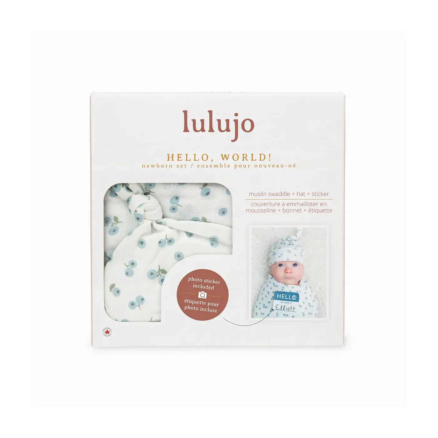 Lulujo Hello World Blanket & Knotted Hat