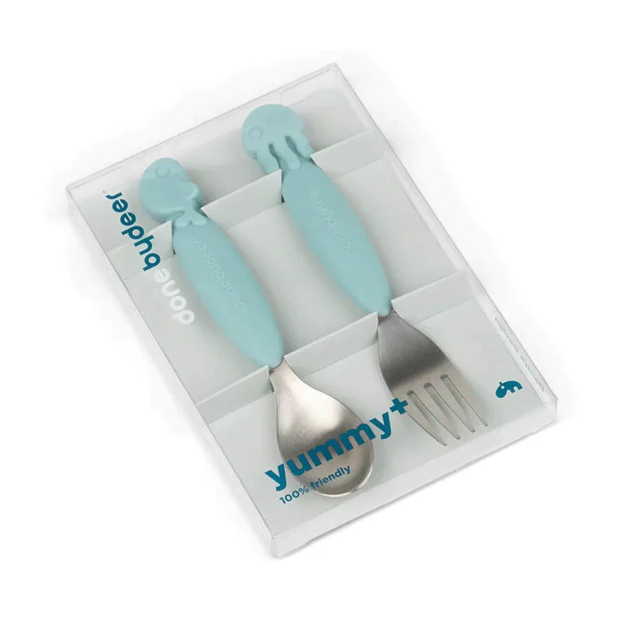 Yummy Plus spoon & fork set Sea friends
