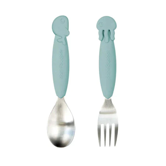 Yummy Plus spoon & fork set Sea friends