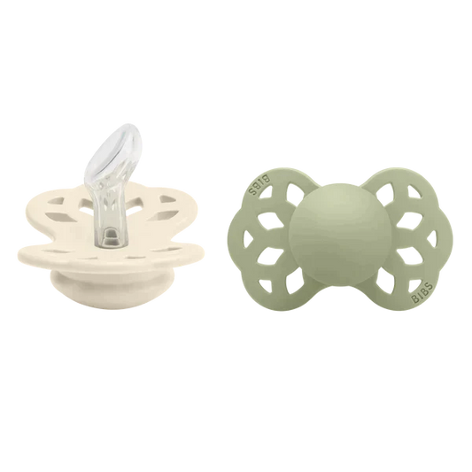 BIBS Infinity Pacifier Silicone Anatomical Ivory/Sage 2 PK