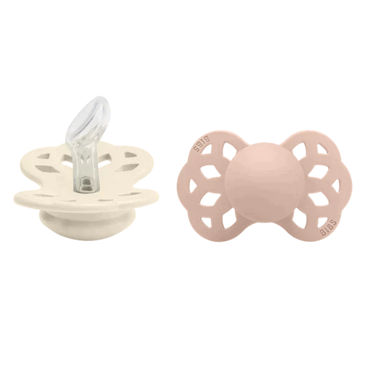 BIBS Infinity Pacifier Silicone Anatomical Ivory/Blush 2 PK