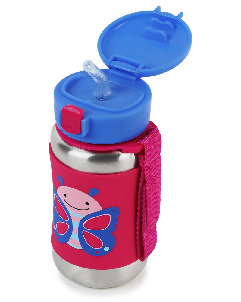 Zoo Stainless Steel Little Kid Straw Bottle