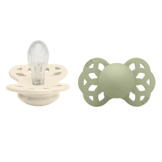 BIBS Infinity Pacifier Silicone Symmetrical Ivory/Sage 2 PK