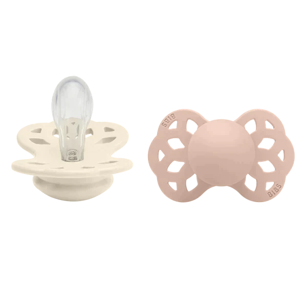 BIBS Infinity Pacifier Silicone Symmetrical Ivory/Blush 2 PK