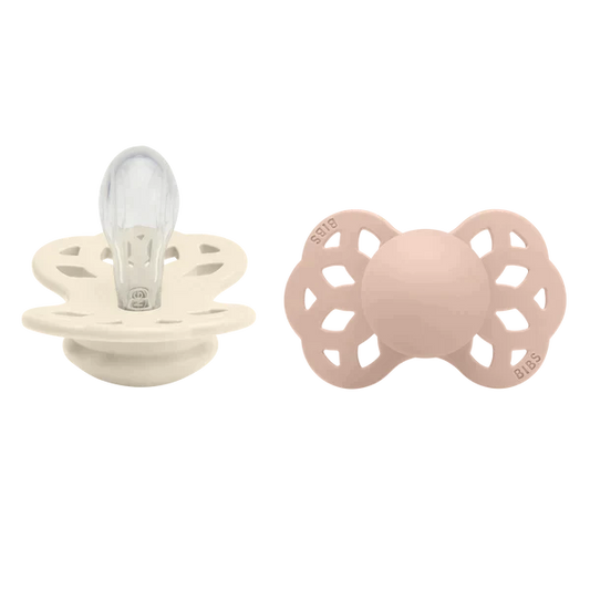 BIBS Infinity Pacifier Silicone Symmetrical Ivory/Blush 2 PK