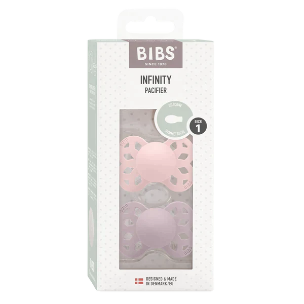 BIBS Infinity Pacifier Silicone Symmetrical Blossom/Dusky Lilac 2 PK