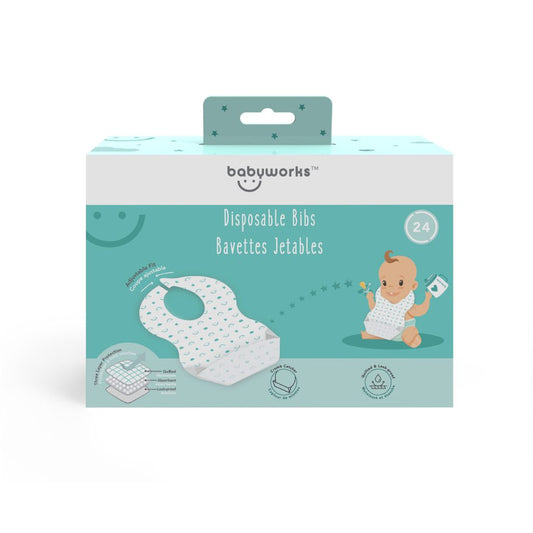 Disposable Bibs with Crumb Catcher 24 Value Pack