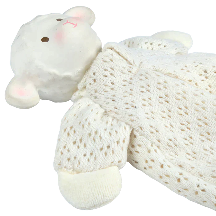 Bahbah the Lamb Baby Lovey with Organic Natural Rubber Teether Head