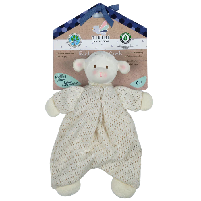 Bahbah the Lamb Baby Lovey with Organic Natural Rubber Teether Head