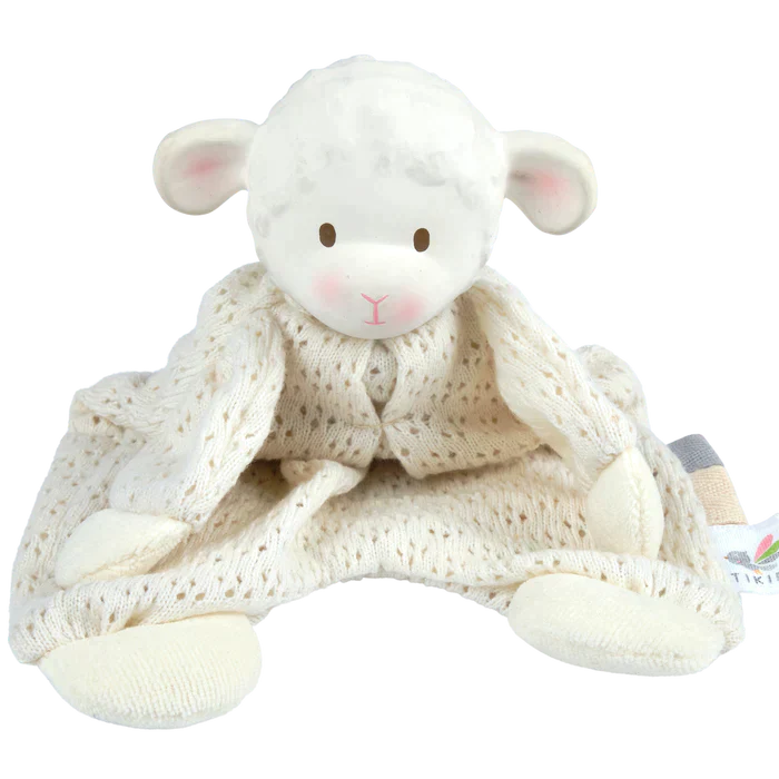 Bahbah the Lamb Baby Lovey with Organic Natural Rubber Teether Head