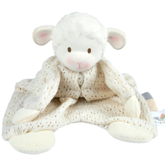 Bahbah the Lamb Baby Lovey with Organic Natural Rubber Teether Head