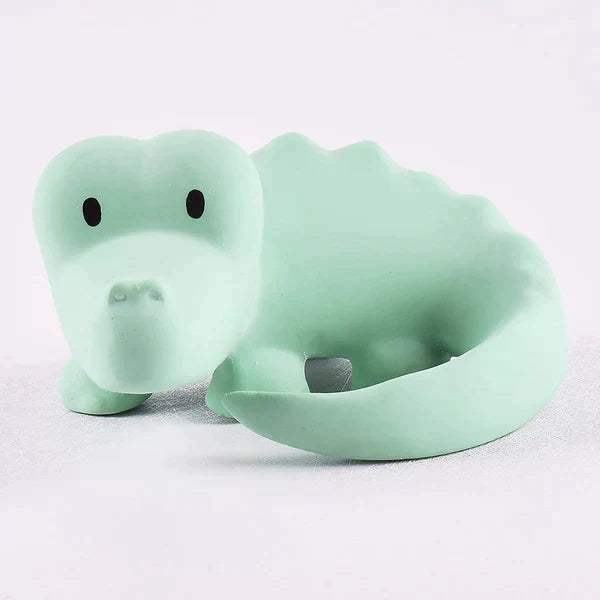 Crocodile Organic Natural Rubber Rattle Teether & Bath Toy