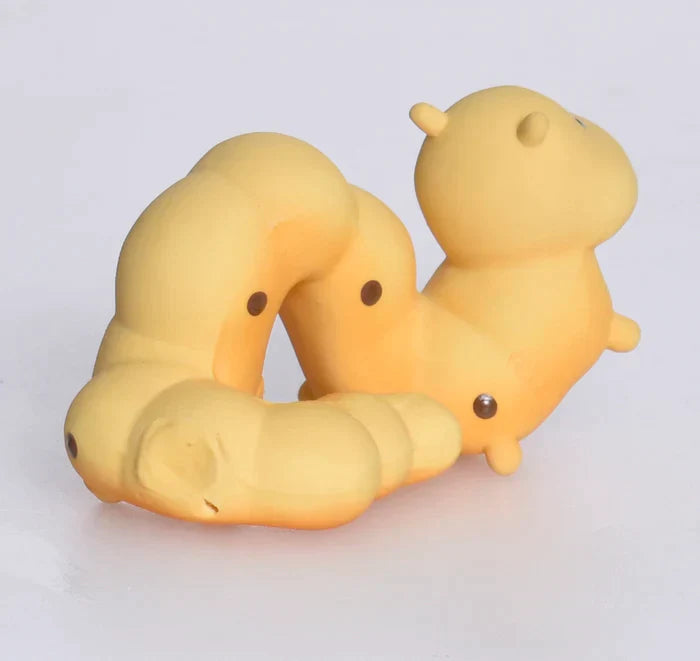 Caterpillar Natural Rubber Teether Rattle & Bath Toy
