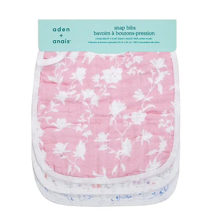 Cotton Muslin Snap Bibs 3pk