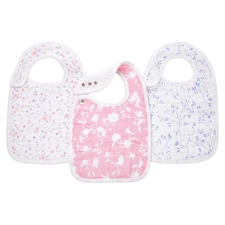 Cotton Muslin Snap Bibs 3pk