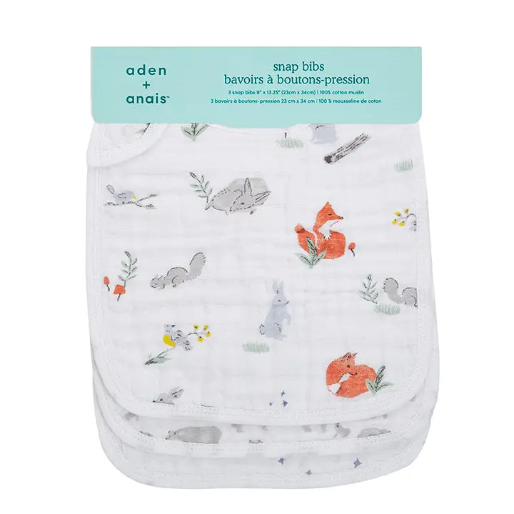 Cotton Muslin Snap Bibs 3pk