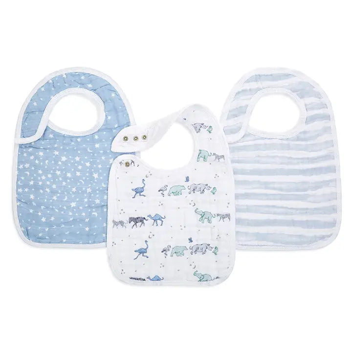 Cotton Muslin Snap Bibs 3pk