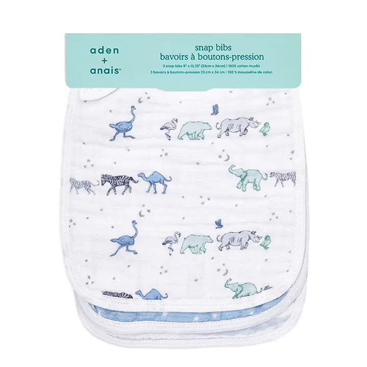 Cotton Muslin Snap Bibs 3pk