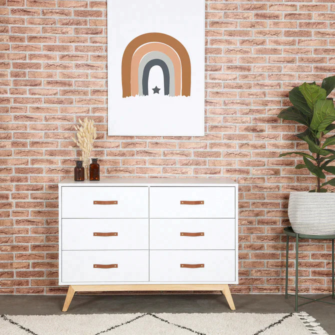 Tribeca 6-Drawer Dresser White/Natural