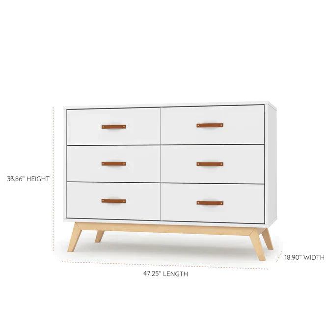 Tribeca 6-Drawer Dresser White/Natural