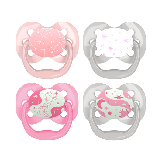 Advantage Pacifier Glow In The Dark 4 pack Pink