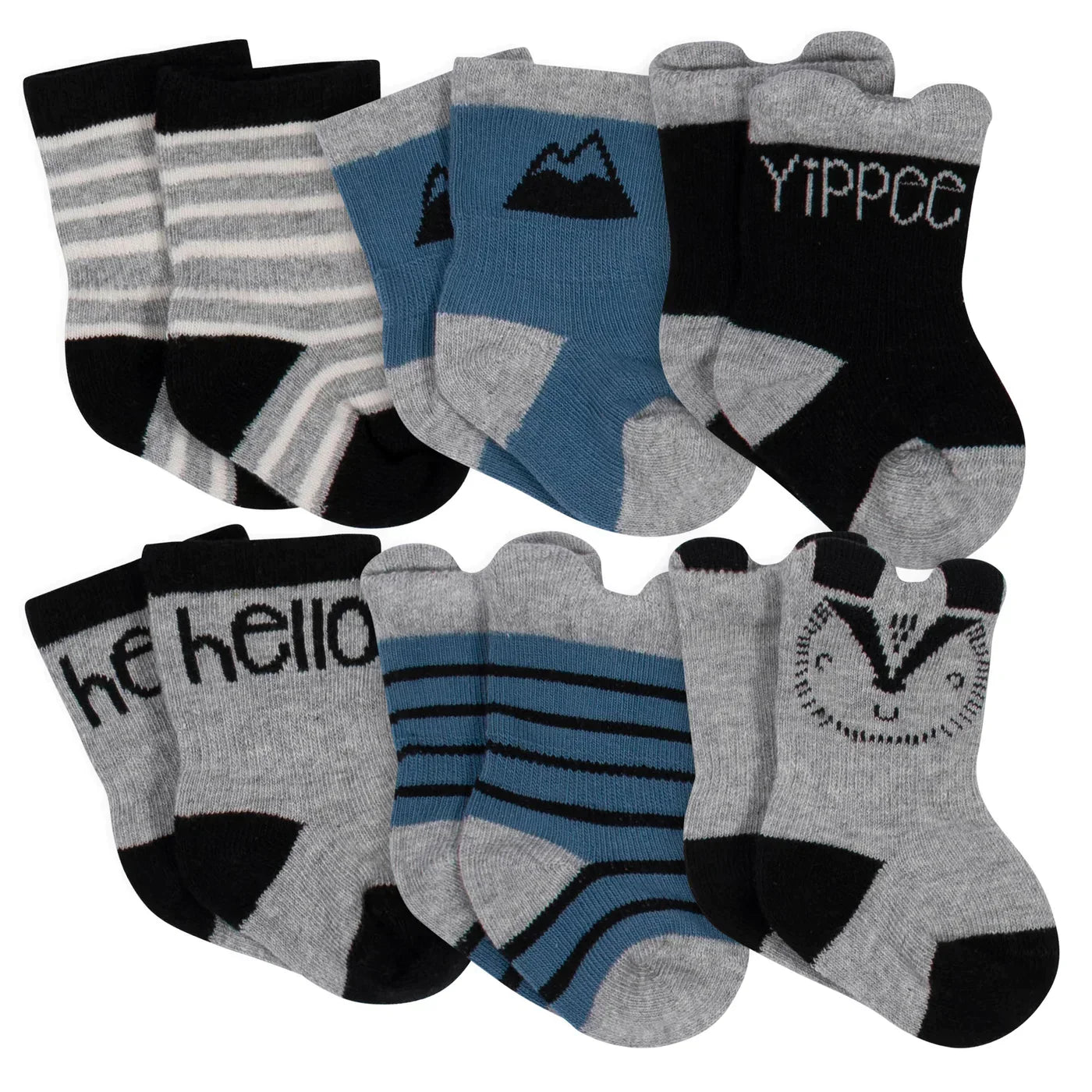 6-Pack Baby Boys Badger Organic Wiggle Proof Socks 6/9