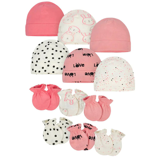 Bunny Cap and Mitten Set 12-Piece