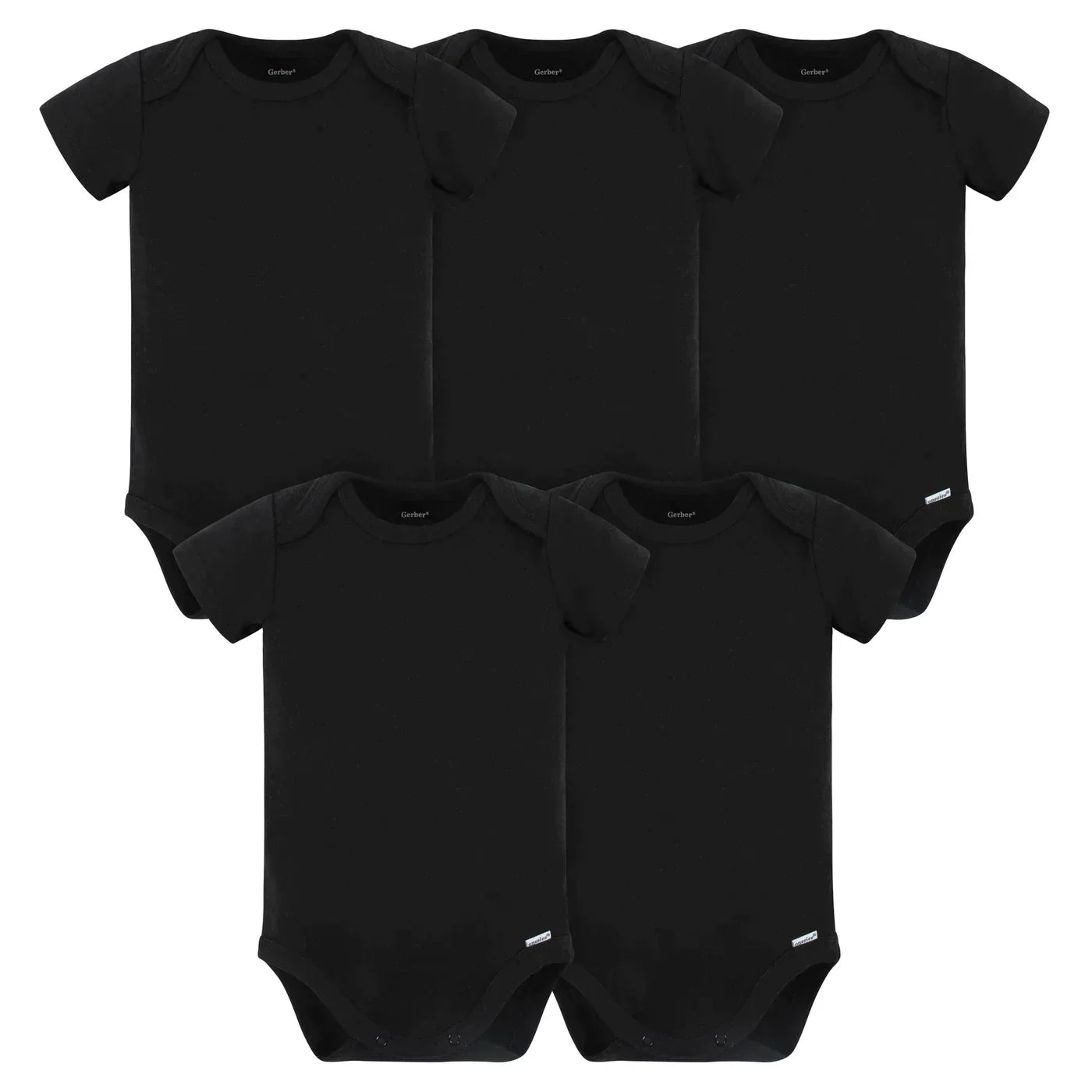 5-Pack Baby Neutral Black Onesies Bodysuits 3-6M