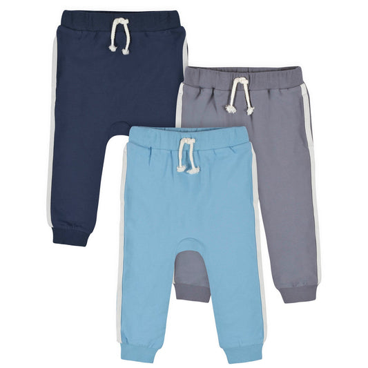 GRAY & BLUE 3PK JOGGERS
