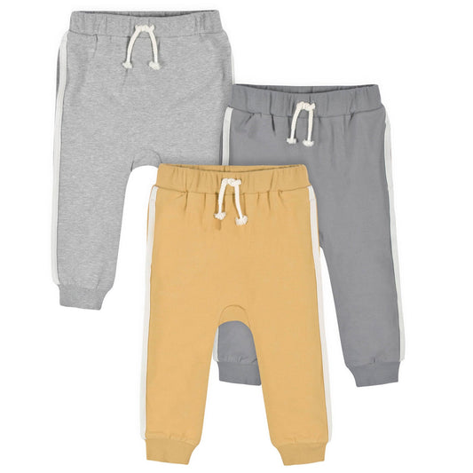 GRAY & YELLOW 3PK JOGGERS