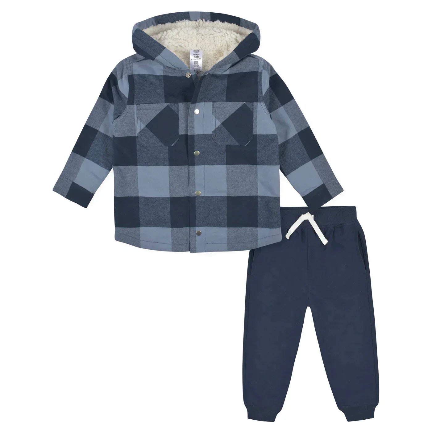 Navy Plaid Jacket & Jogger 2 Pc Set