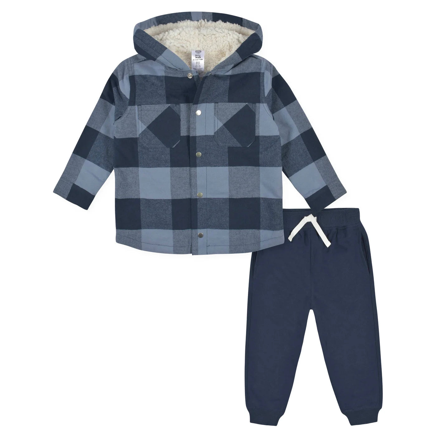 Navy Plaid Jacket & Jogger 2 Pc Set