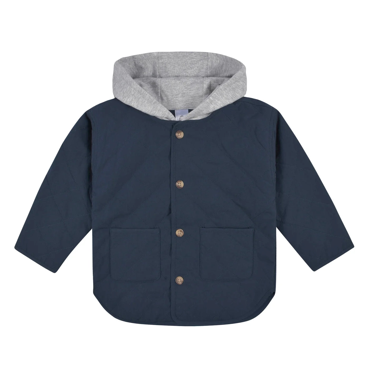 Boys Navy Quilted Hooded Jacket Set