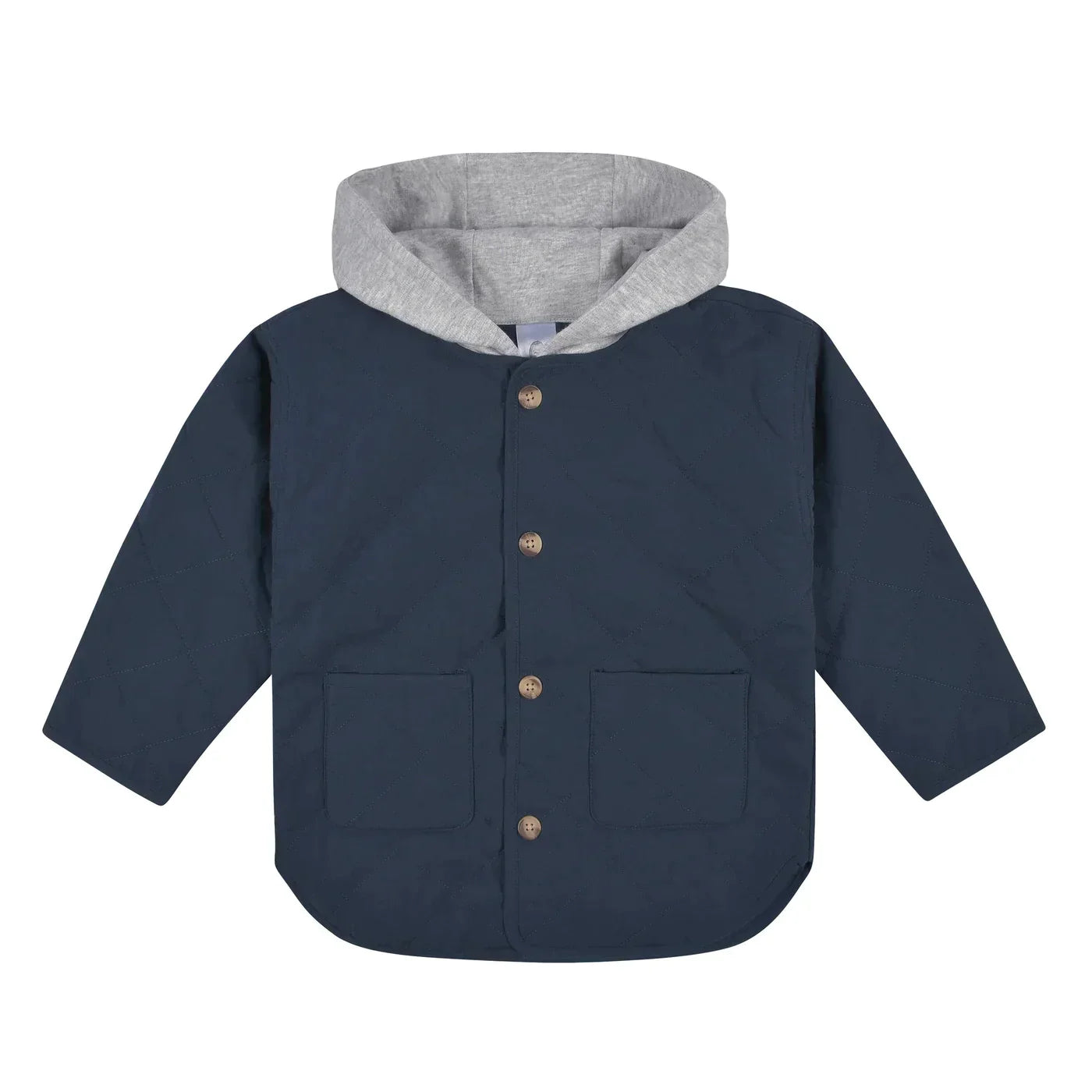 Boys Navy Quilted Hooded Jacket Set