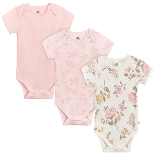 Just Born 3-Pack Vintage Floral Short Sleeve Bodysuits