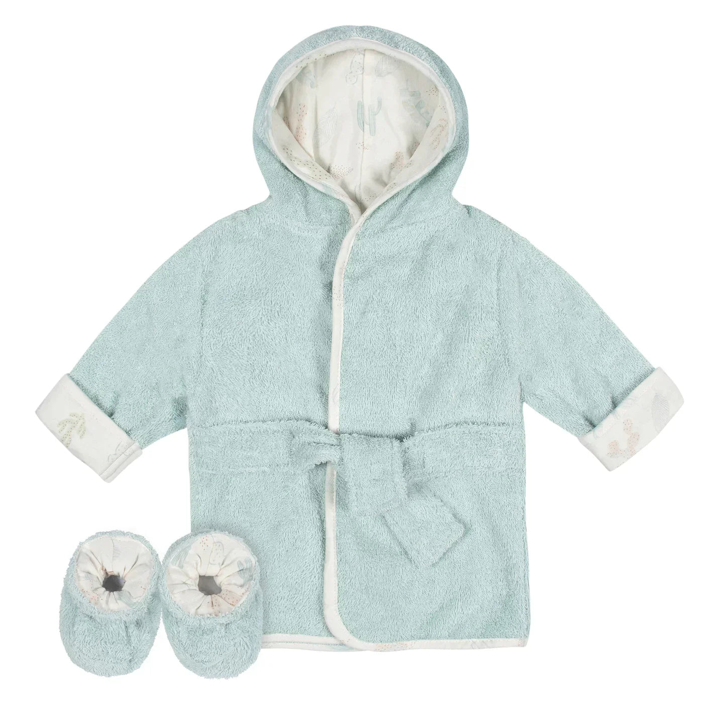 Just Born Baby Bathrobe & Booties 2 Pc Set 0-9M