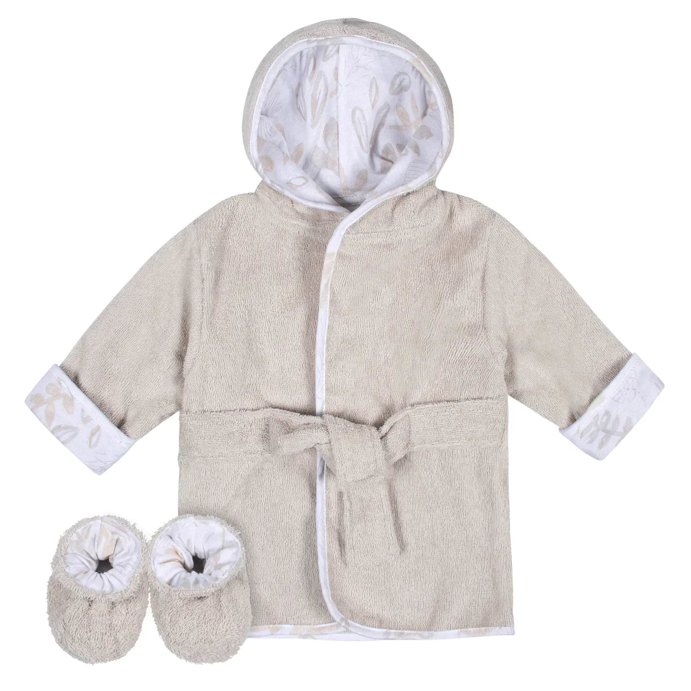 Just Born Baby Bathrobe & Booties 2 Pc Set 0-9M