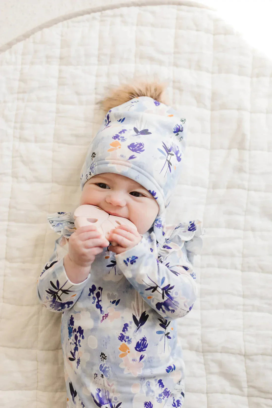 Pom Pom Hat Ink Floral