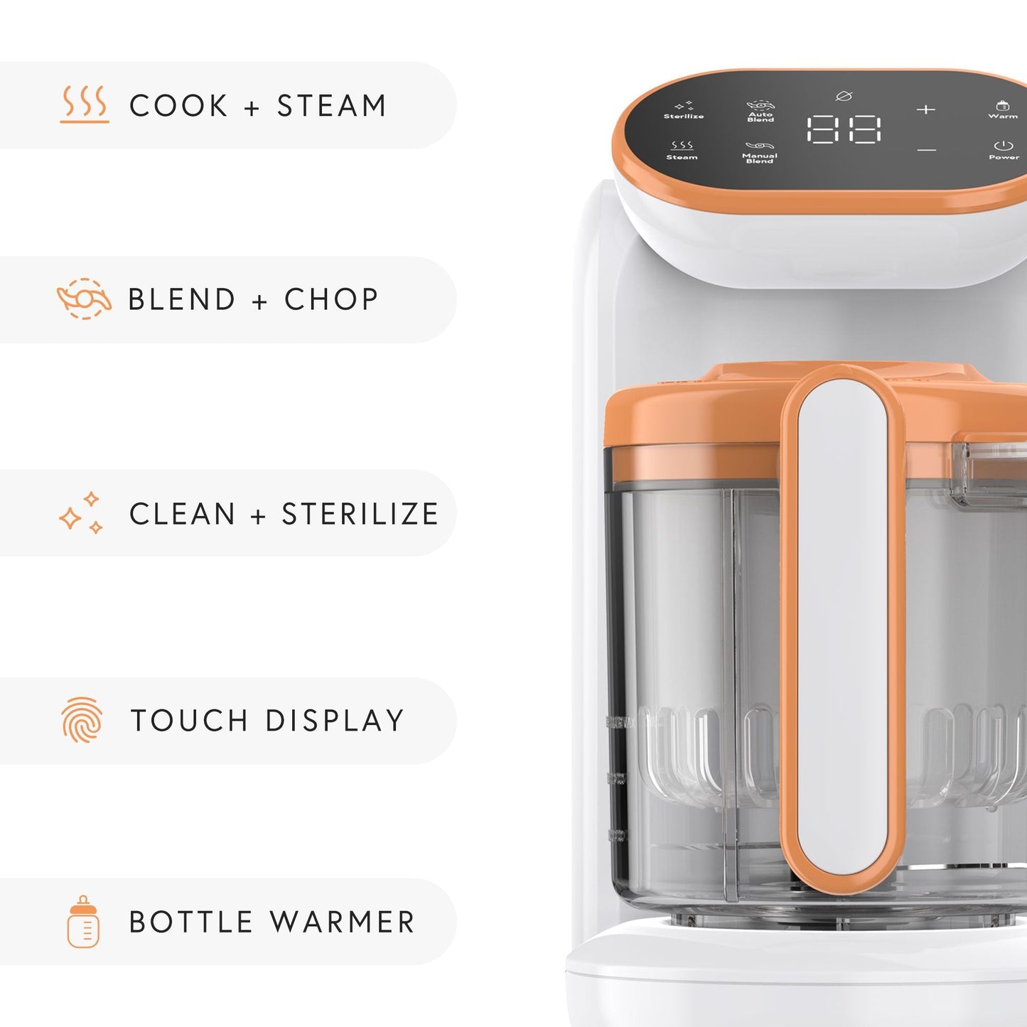 Quook 5-in-1 Baby Food Maker, Bottle Warmer & Sterilizer