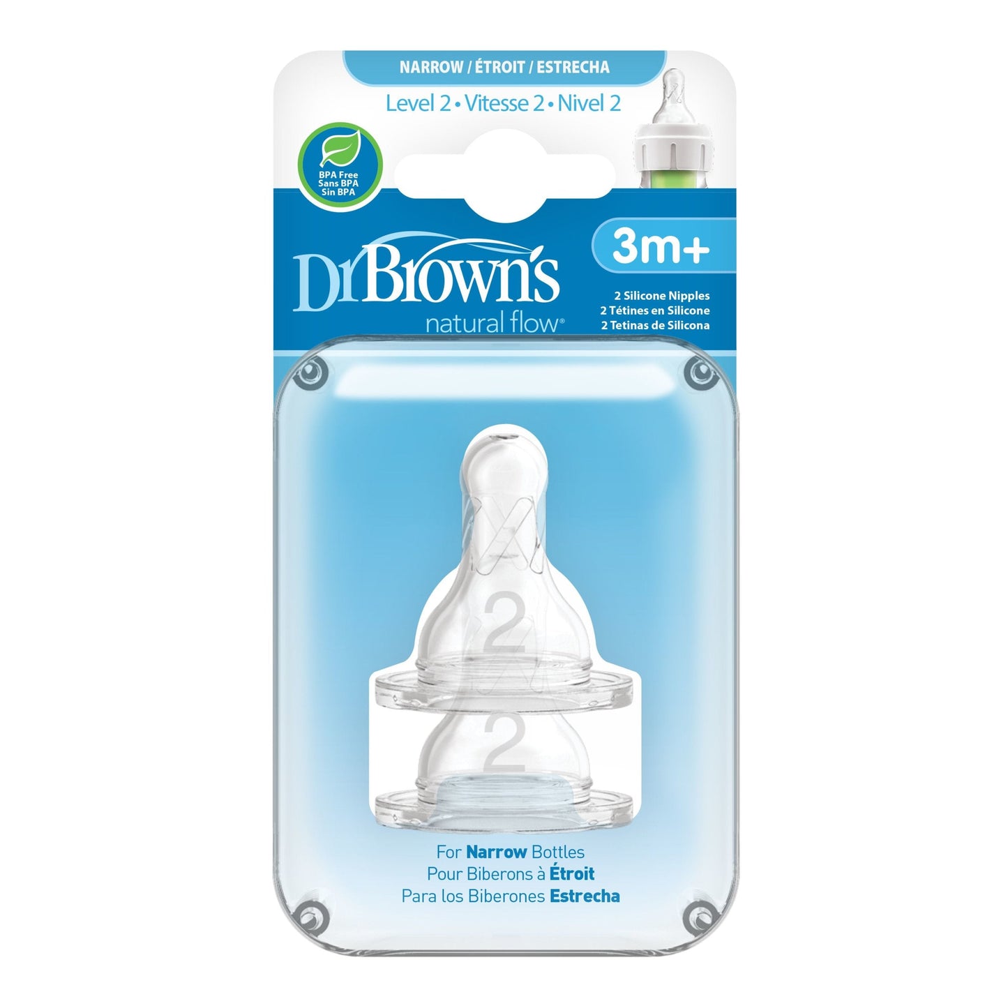 Narrow Bottle Nipples 2pk