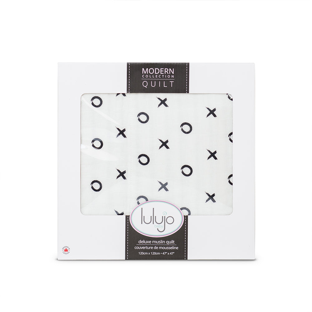 Lulujo Modern XO/Messy Stripes Deluxe Muslin Quilt