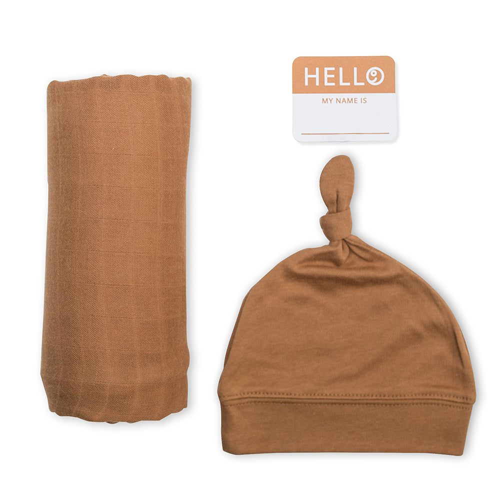 Lulujo Hello World Blanket & Knotted Hat