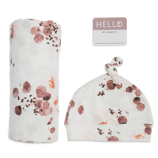 Lulujo Hello World Blanket & Knotted Hat