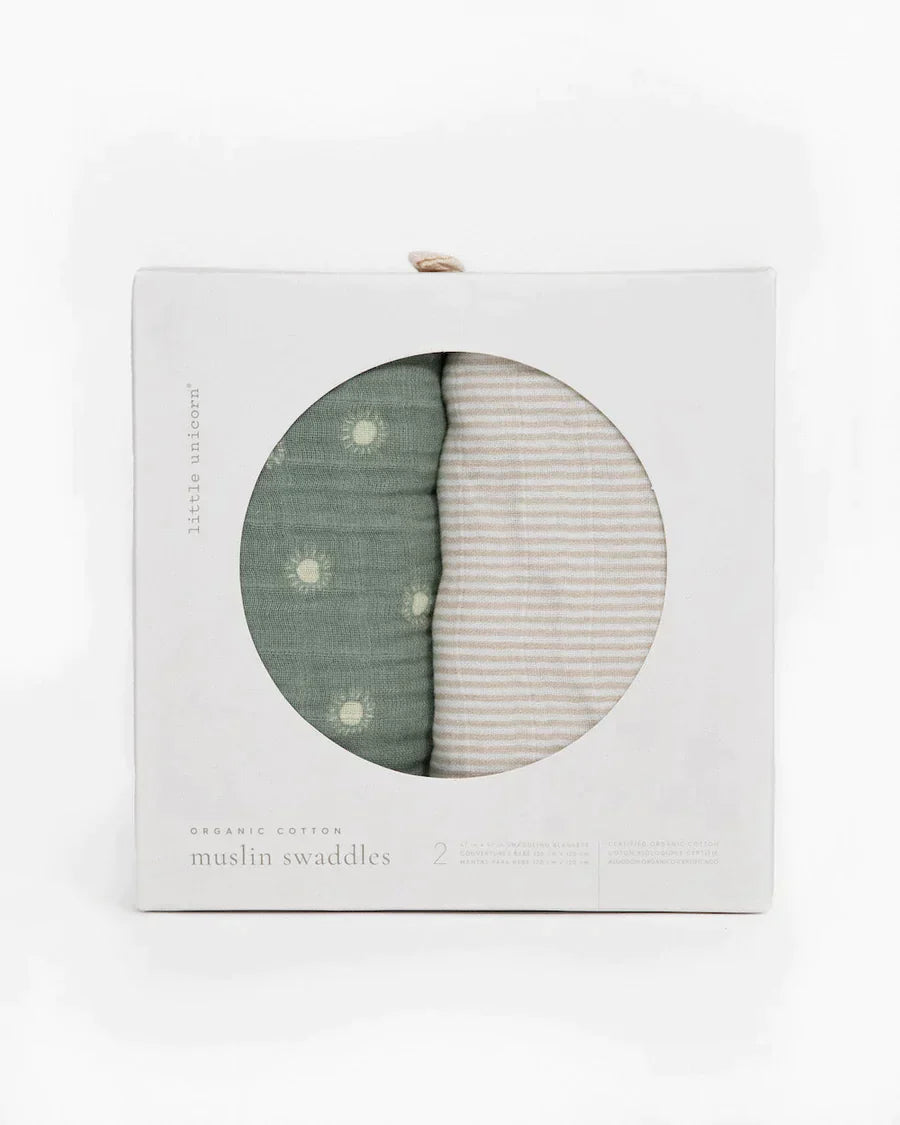 Organic Cotton Muslin Swaddle Blanket Set