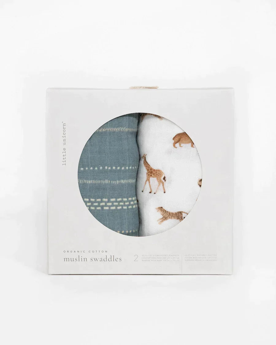 Organic Cotton Muslin Swaddle Blanket Set