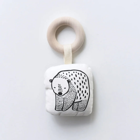 Organic Cotton Teether With Wooden Ring