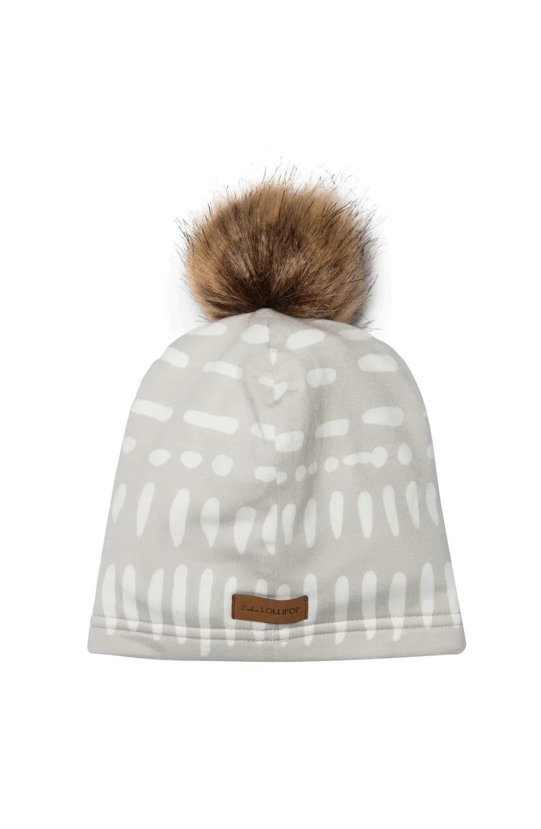 Pom Pom Hat Grey Mudcloth